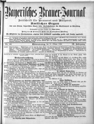 Bayerisches Brauer-Journal Samstag 21. Oktober 1899