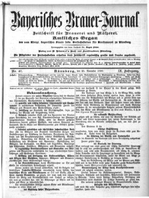 Bayerisches Brauer-Journal Samstag 25. November 1899