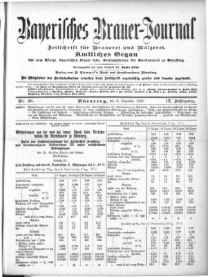 Bayerisches Brauer-Journal Samstag 2. Dezember 1899