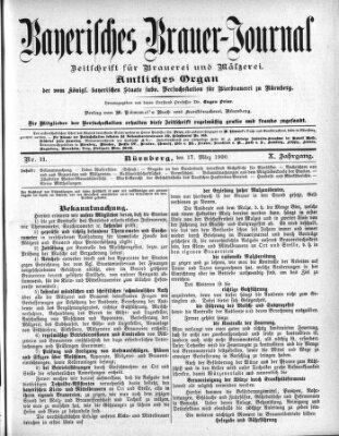 Bayerisches Brauer-Journal Samstag 17. März 1900