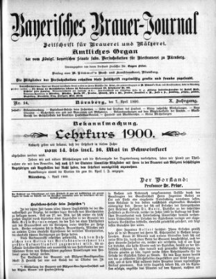 Bayerisches Brauer-Journal Samstag 7. April 1900