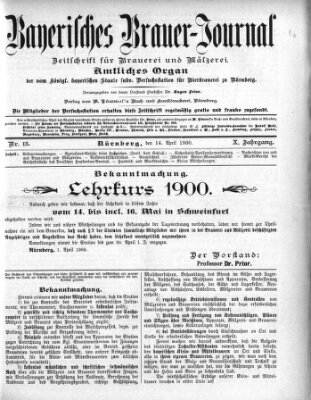 Bayerisches Brauer-Journal Samstag 14. April 1900