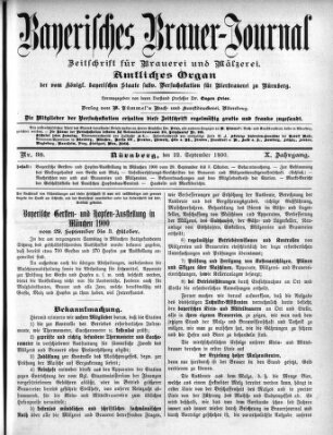 Bayerisches Brauer-Journal Samstag 22. September 1900