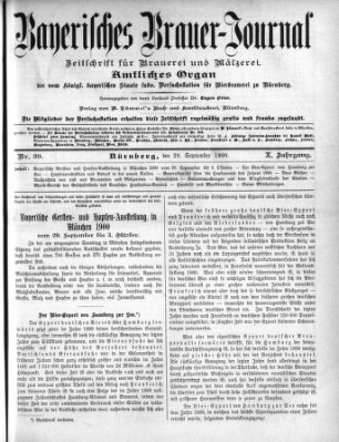 Bayerisches Brauer-Journal Samstag 29. September 1900