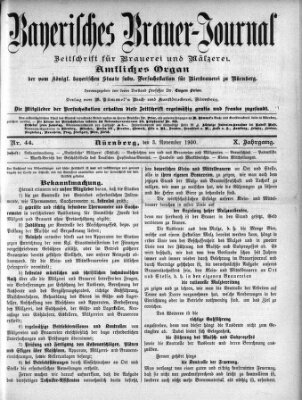 Bayerisches Brauer-Journal Samstag 3. November 1900