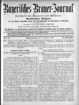 Bayerisches Brauer-Journal Samstag 17. November 1900