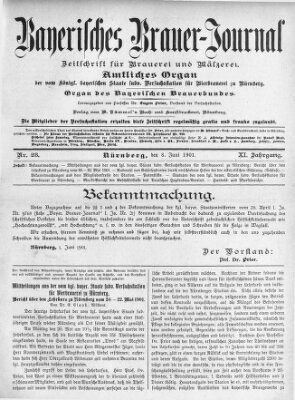 Bayerisches Brauer-Journal Samstag 8. Juni 1901