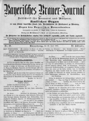 Bayerisches Brauer-Journal Samstag 22. Juni 1901