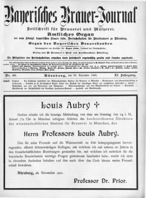 Bayerisches Brauer-Journal Samstag 30. November 1901