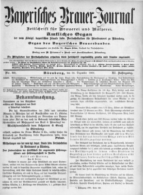 Bayerisches Brauer-Journal Samstag 14. Dezember 1901