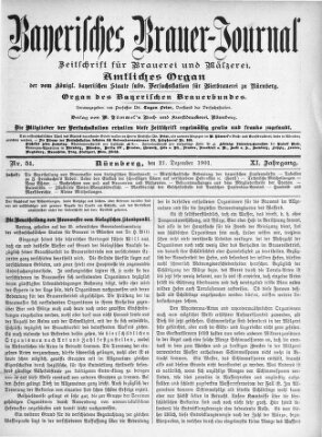 Bayerisches Brauer-Journal Samstag 21. Dezember 1901