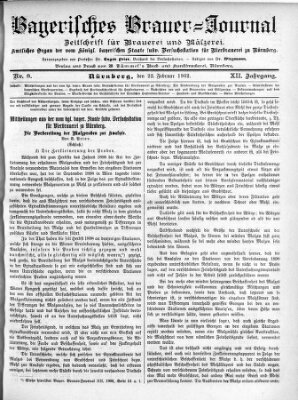 Bayerisches Brauer-Journal Samstag 22. Februar 1902