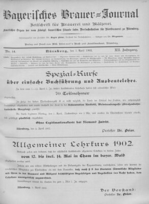 Bayerisches Brauer-Journal Samstag 5. April 1902