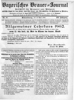 Bayerisches Brauer-Journal Samstag 12. April 1902