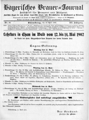 Bayerisches Brauer-Journal Samstag 19. April 1902