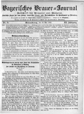 Bayerisches Brauer-Journal Samstag 24. Mai 1902