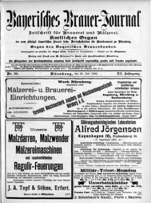 Bayerisches Brauer-Journal Samstag 26. Juli 1902