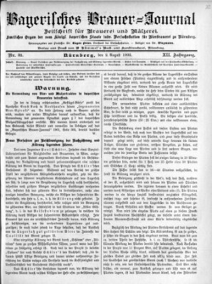 Bayerisches Brauer-Journal Samstag 2. August 1902