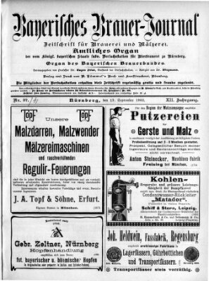 Bayerisches Brauer-Journal Samstag 13. September 1902