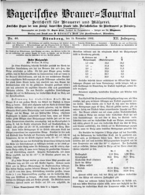 Bayerisches Brauer-Journal Samstag 15. November 1902