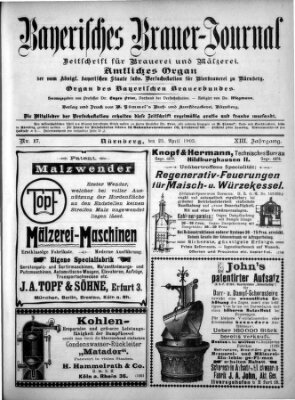 Bayerisches Brauer-Journal Samstag 25. April 1903