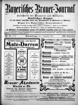 Bayerisches Brauer-Journal Samstag 5. September 1903