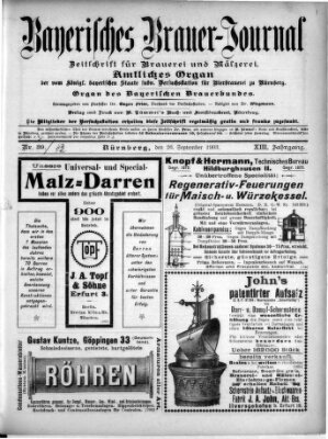 Bayerisches Brauer-Journal Samstag 26. September 1903