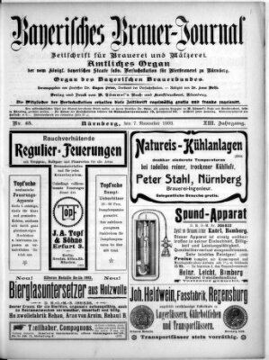 Bayerisches Brauer-Journal Samstag 7. November 1903