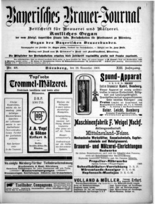 Bayerisches Brauer-Journal Samstag 28. November 1903