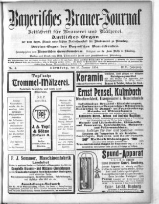 Bayerisches Brauer-Journal Montag 25. Januar 1904