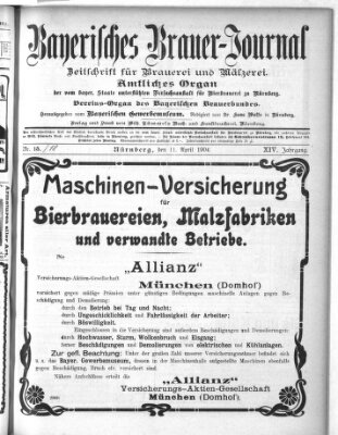Bayerisches Brauer-Journal Monday 11. April 1904