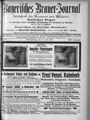 Bayerisches Brauer-Journal Montag 27. Juni 1904