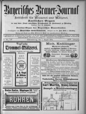 Bayerisches Brauer-Journal Montag 1. August 1904