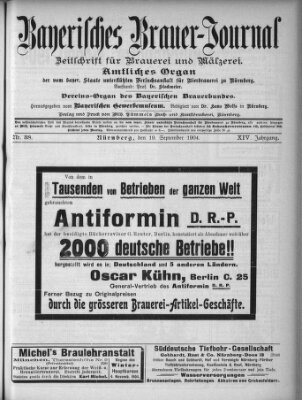 Bayerisches Brauer-Journal Monday 19. September 1904