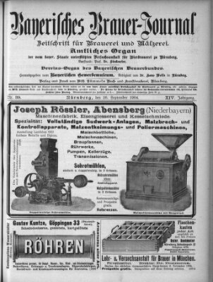 Bayerisches Brauer-Journal Montag 26. September 1904