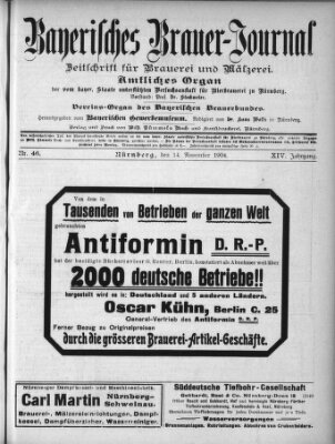 Bayerisches Brauer-Journal Montag 14. November 1904