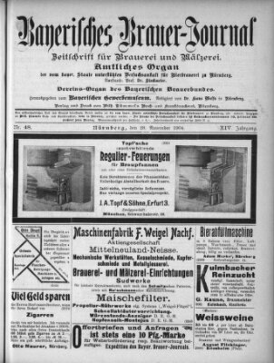 Bayerisches Brauer-Journal Montag 28. November 1904