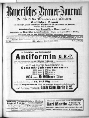 Bayerisches Brauer-Journal Montag 10. Juli 1905