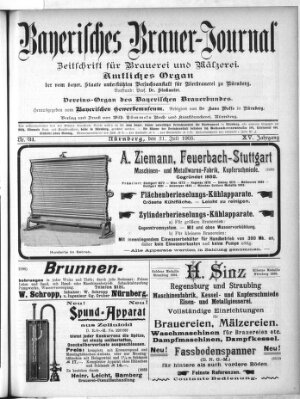 Bayerisches Brauer-Journal Montag 31. Juli 1905