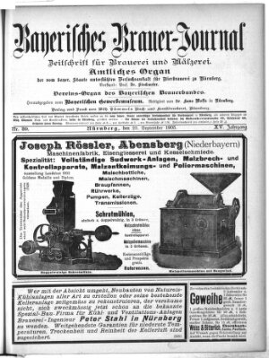 Bayerisches Brauer-Journal Montag 25. September 1905