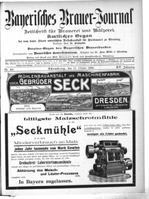 Bayerisches Brauer-Journal Montag 16. Oktober 1905