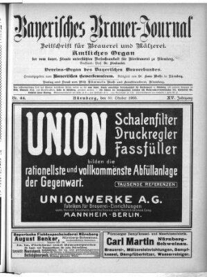 Bayerisches Brauer-Journal Montag 30. Oktober 1905