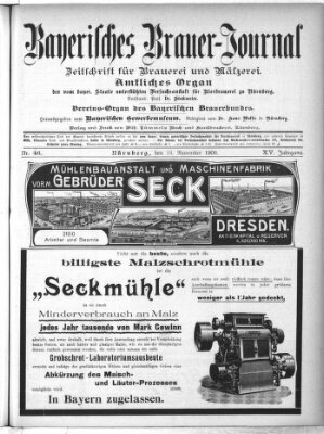 Bayerisches Brauer-Journal Montag 13. November 1905