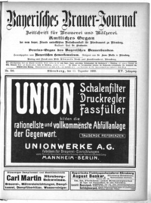 Bayerisches Brauer-Journal Montag 11. Dezember 1905