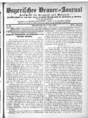 Bayerisches Brauer-Journal Montag 9. April 1906