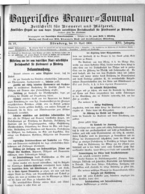 Bayerisches Brauer-Journal Montag 23. April 1906