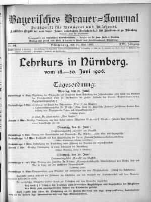 Bayerisches Brauer-Journal Montag 21. Mai 1906