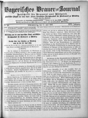 Bayerisches Brauer-Journal Montag 16. Juli 1906