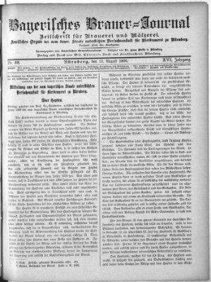 Bayerisches Brauer-Journal Montag 13. August 1906