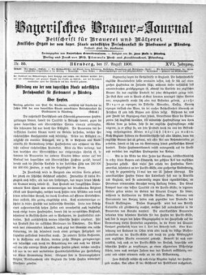 Bayerisches Brauer-Journal Montag 27. August 1906